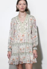 Greylin Alexis Deep V Tiered Pullover Dress in Ivory Combo