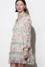 Greylin Alexis Deep V Tiered Pullover Dress in Ivory Combo