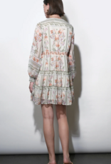 Greylin Alexis Deep V Tiered Pullover Dress in Ivory Combo