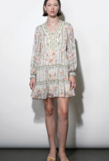 Greylin Alexis Deep V Tiered Pullover Dress in Ivory Combo