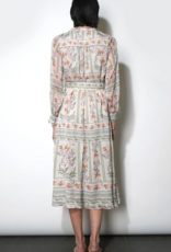 Greylin Reese Flowy Scarf Print Midi with Tie Belt in Ivory Combo