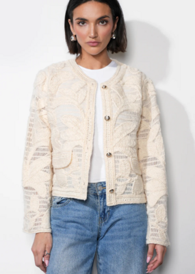 Greylin Sutton Open Crochet Cardigan in Cream