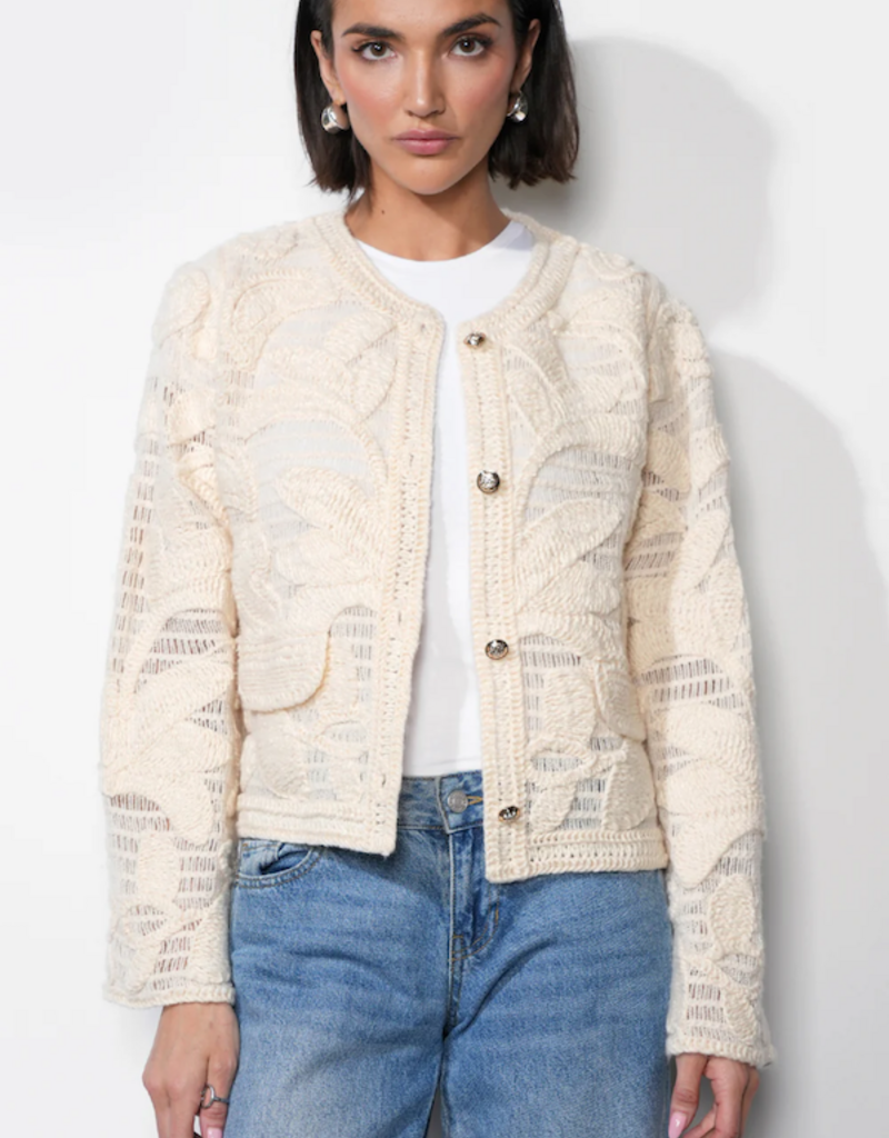 Greylin Sutton Open Crochet Cardigan in Cream