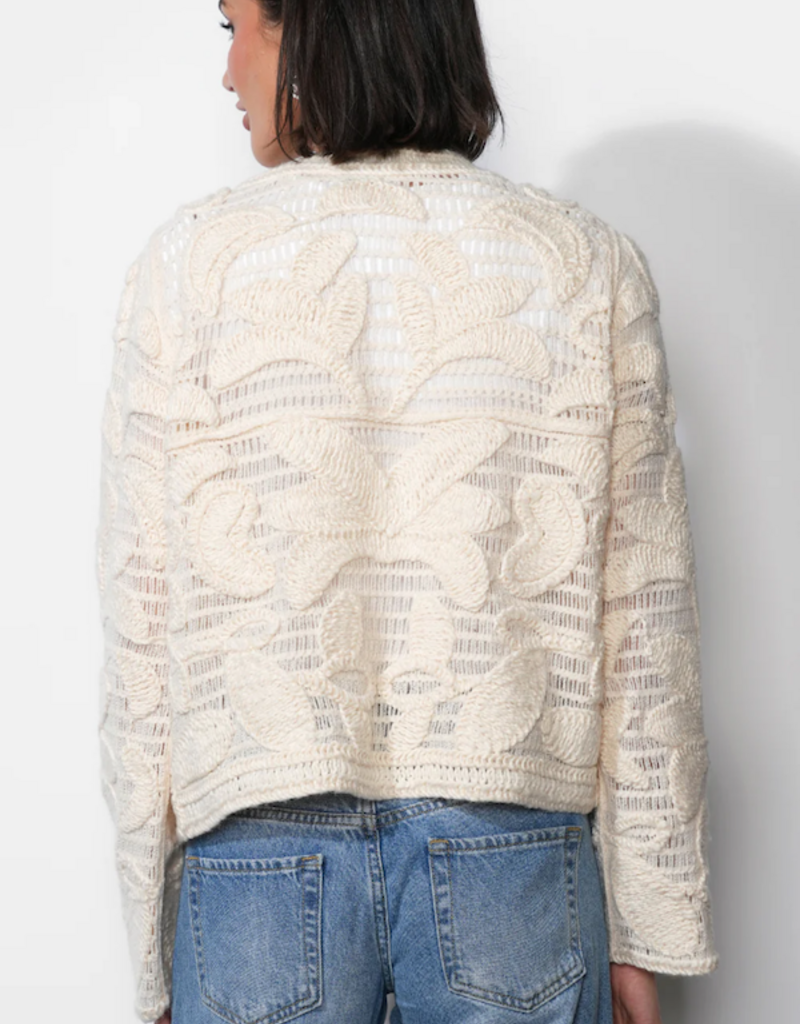 Greylin Sutton Open Crochet Cardigan in Cream