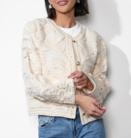 Greylin Sutton Open Crochet Cardigan in Cream