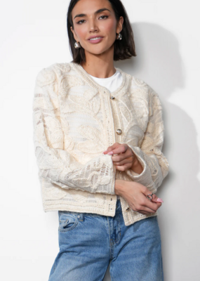 Greylin Sutton Open Crochet Cardigan in Cream
