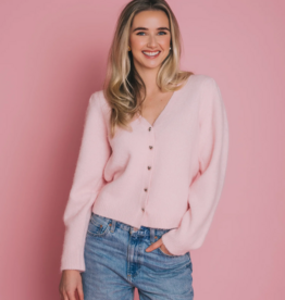 Brunette the Label Valentina Cardigan in Light Pink w/ Silver Buttons