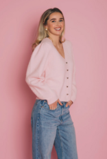 Brunette the Label Valentina Cardigan in Light Pink w/ Silver Buttons