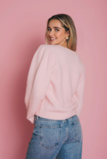 Brunette the Label Valentina Cardigan in Light Pink w/ Silver Buttons