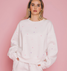 Brunette the Label All Over Tiny Heart Girlfriend Crew