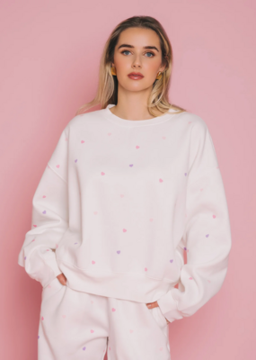 Brunette the Label All Over Tiny Heart Girlfriend Crew