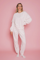 Brunette the Label All Over Tiny Heart Oversized Jogger in Cream w/ Multicolour Hearts