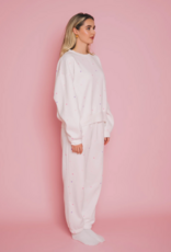 Brunette the Label All Over Tiny Heart Oversized Jogger in Cream w/ Multicolour Hearts