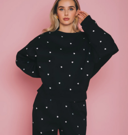 Brunette the Label All Over Tiny Heart Girlfriend Crew