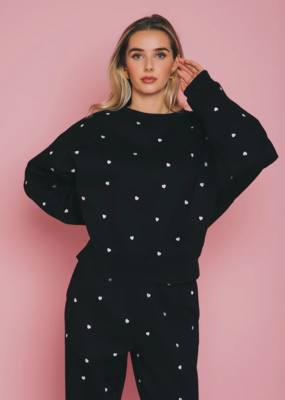 Brunette the Label All Over Tiny Heart Girlfriend Crew