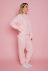 Brunette the Label All Over Heart Oversized Jogger in Light Pink w/ White Hearts