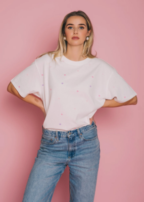 Brunette the Label All Over Tiny Heart Oversized Boxy Tee