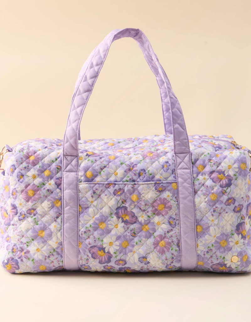 The Darling Effect On-The-Go Quilted Weekender Bag in Purple Bouquet Beauty