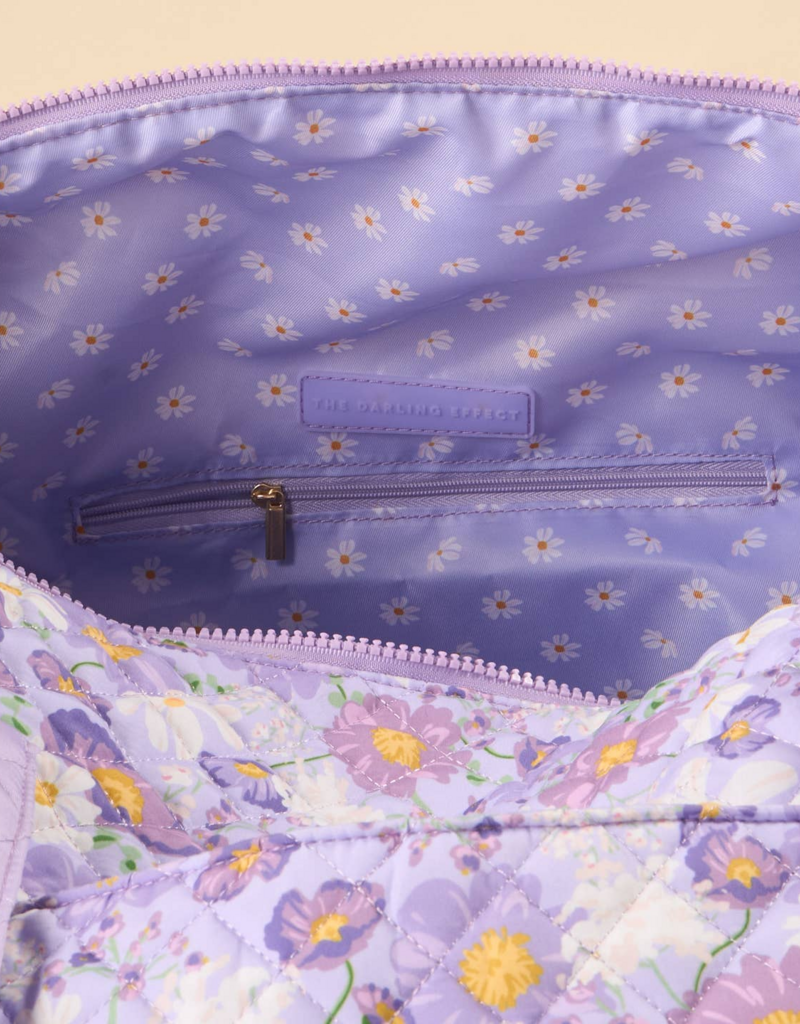The Darling Effect On-The-Go Quilted Weekender Bag in Purple Bouquet Beauty