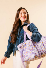 The Darling Effect On-The-Go Quilted Weekender Bag in Purple Bouquet Beauty