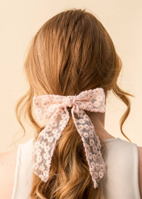 The Darling Effect Ditzy Daisies Sheer Hair Bow - Blush Pink