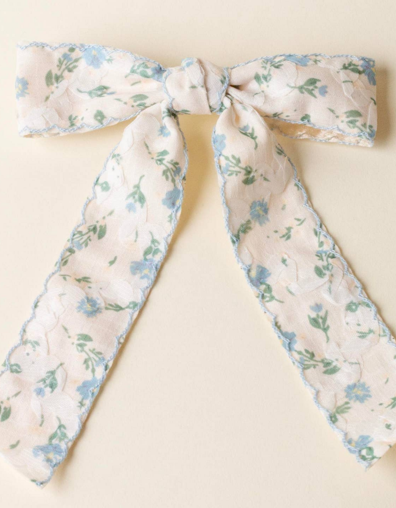 The Darling Effect Floral Hair Bow - Blue