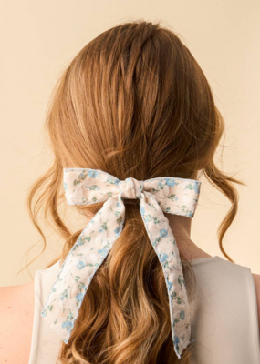 The Darling Effect Floral Hair Bow - Blue