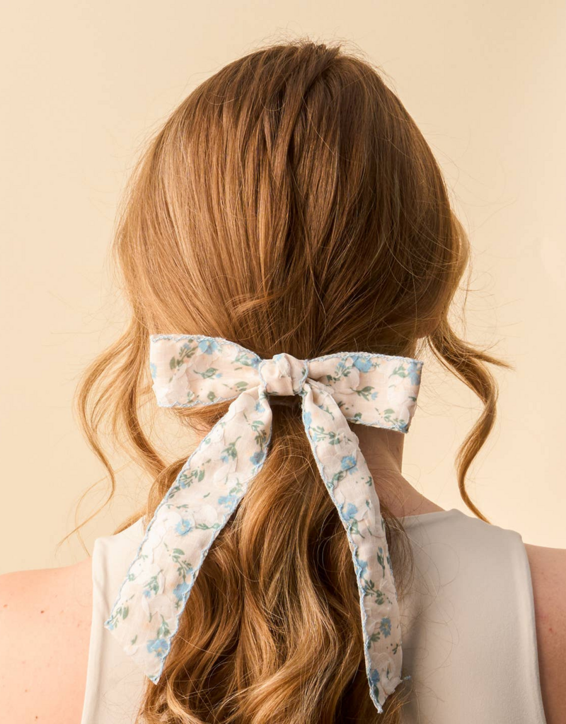 The Darling Effect Floral Hair Bow - Blue