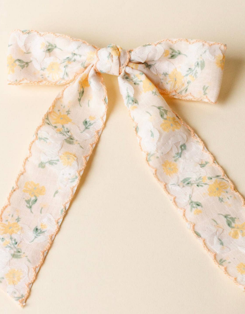 The Darling Effect Floral Hair Bow - Yellow