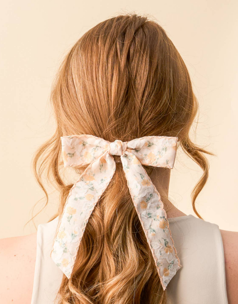 The Darling Effect Floral Hair Bow - Yellow