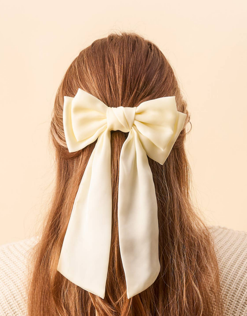 The Darling Effect Satin Hair Bow - Cream