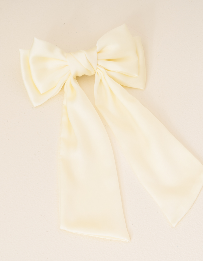 The Darling Effect Satin Hair Bow - Cream