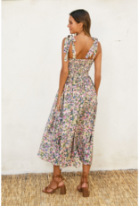 Dress Forum Morning Glory Smocked Midi Dress in Pink/Green Floral