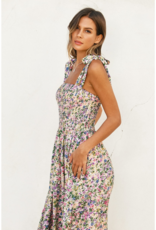 Dress Forum Morning Glory Smocked Midi Dress in Pink/Green Floral