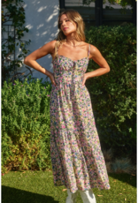 Dress Forum Morning Glory Tie-Back Midi Dress in Pink/Green Floral