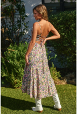 Dress Forum Morning Glory Tie-Back Midi Dress in Pink/Green Floral