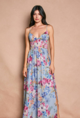 Dress Forum Garden Promenade Corset Maxi Dress in Delicate Blues Floral