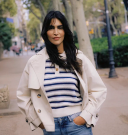 B.Young Mikala Knitted Cotton Pullover in Blue Stripe