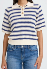 B.Young Mikala Knitted Cotton Pullover in Blue Stripe