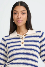 B.Young Mikala Knitted Cotton Pullover in Blue Stripe