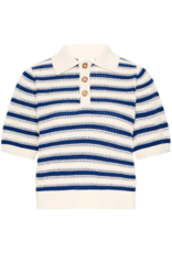 B.Young Mikala Knitted Cotton Pullover in Blue Stripe