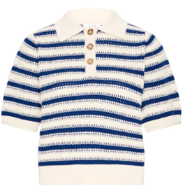 B.Young Mikala Knitted Cotton Pullover in Blue Stripe