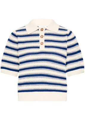 B.Young Mikala Knitted Cotton Pullover in Blue Stripe