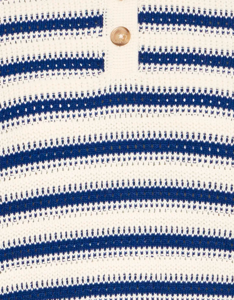 B.Young Mikala Knitted Cotton Pullover in Blue Stripe