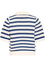 B.Young Mikala Knitted Cotton Pullover in Blue Stripe