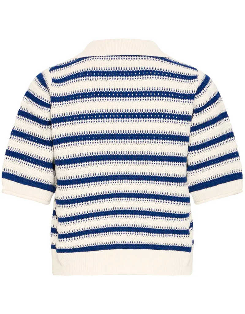 B.Young Mikala Knitted Cotton Pullover in Blue Stripe