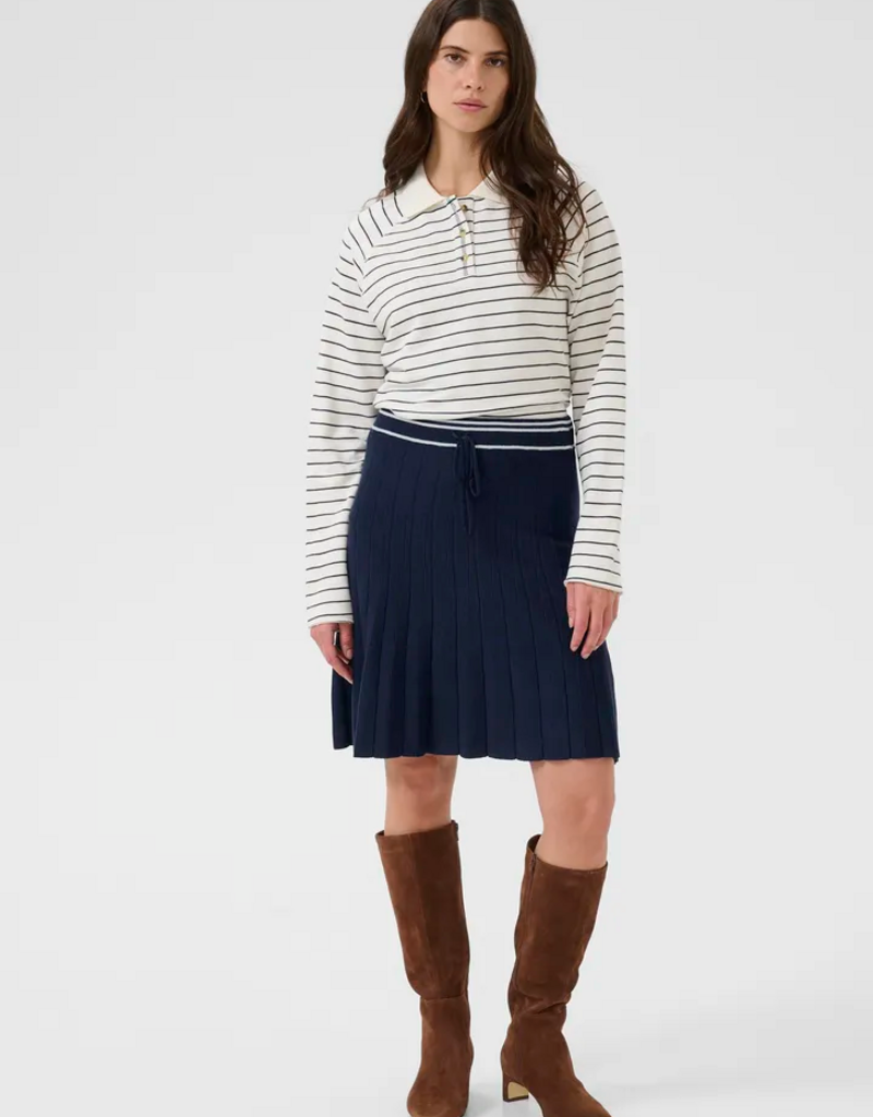 Cream Villea Skirt in Navy