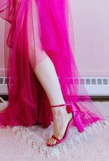 Amoris Wonderstruck Tulle Maxi Dress with Tie Shoulders in Fuchsia