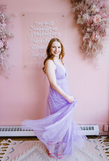 Amoris Wonderstruck Tulle Maxi Dress with Tie Shoulders in Lavender