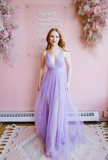 Amoris Wonderstruck Tulle Maxi Dress with Tie Shoulders in Lavender